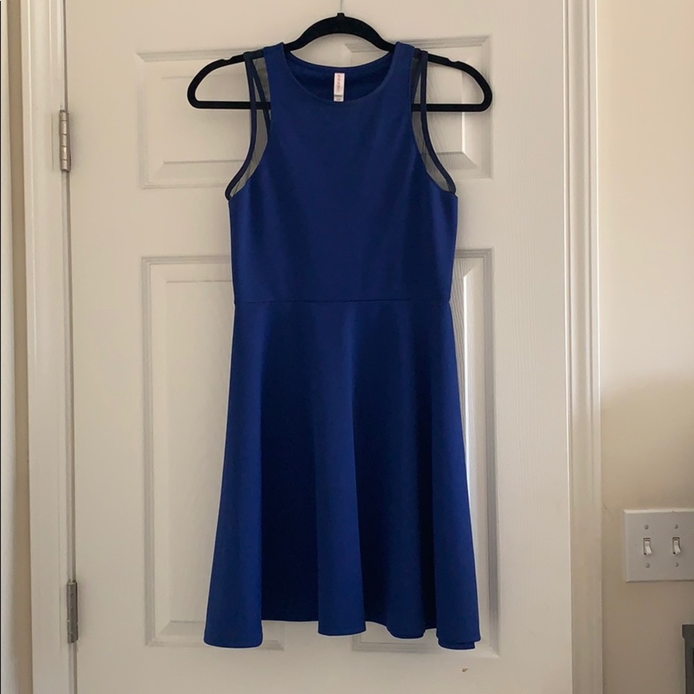 Blue Dress with Mesh Detailing